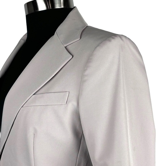 THEORY BEIGE NOTCHED COLLAR DOUBLE BUTTON DOWN STRETCH BLAZER JACKET - Picture 11 of 15